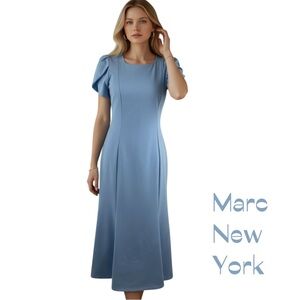 Marc New York Icy Blue Short Sleeve Midi Dress NWOT Size 2